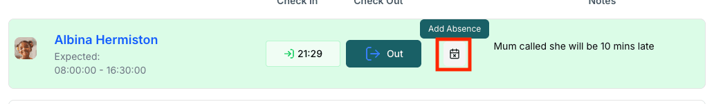 Absence Button
