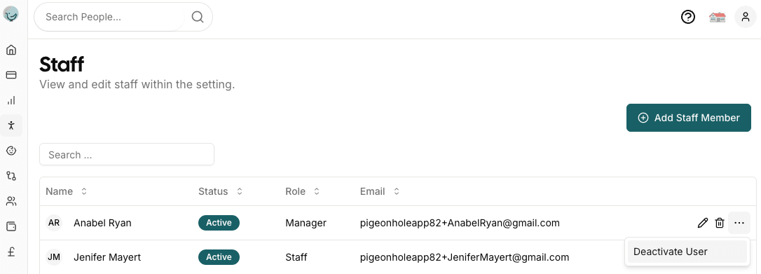 Staff Schedule Tab