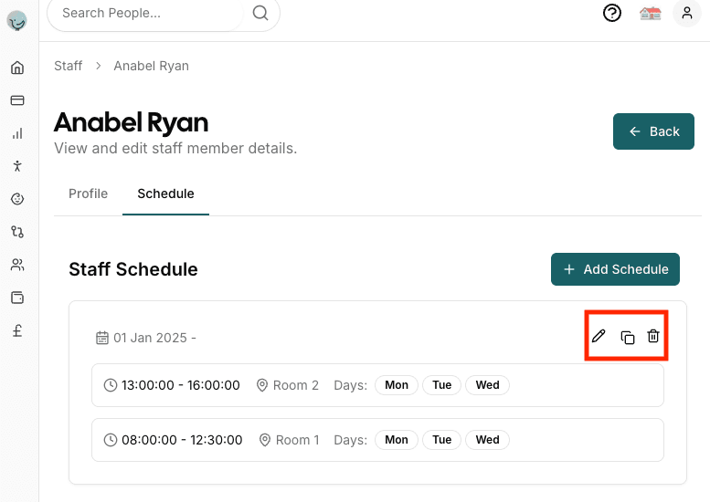 Staff Schedule Tab