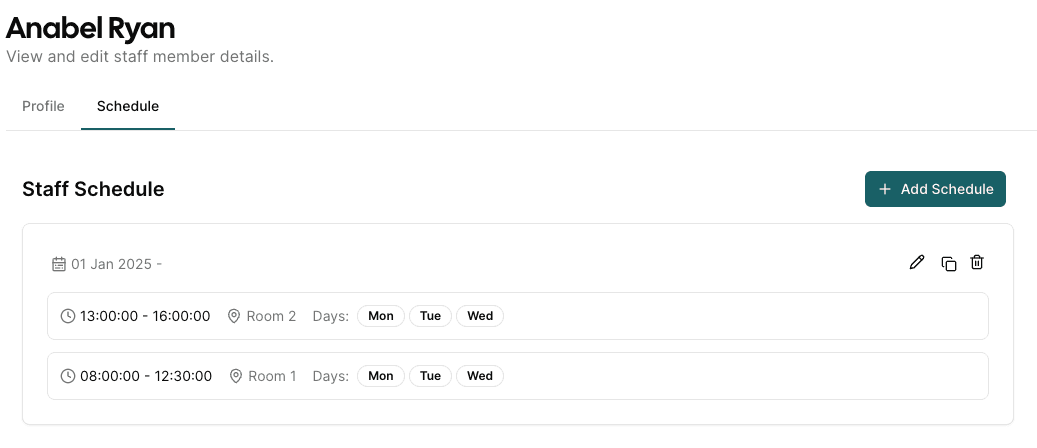 Staff Schedule Tab